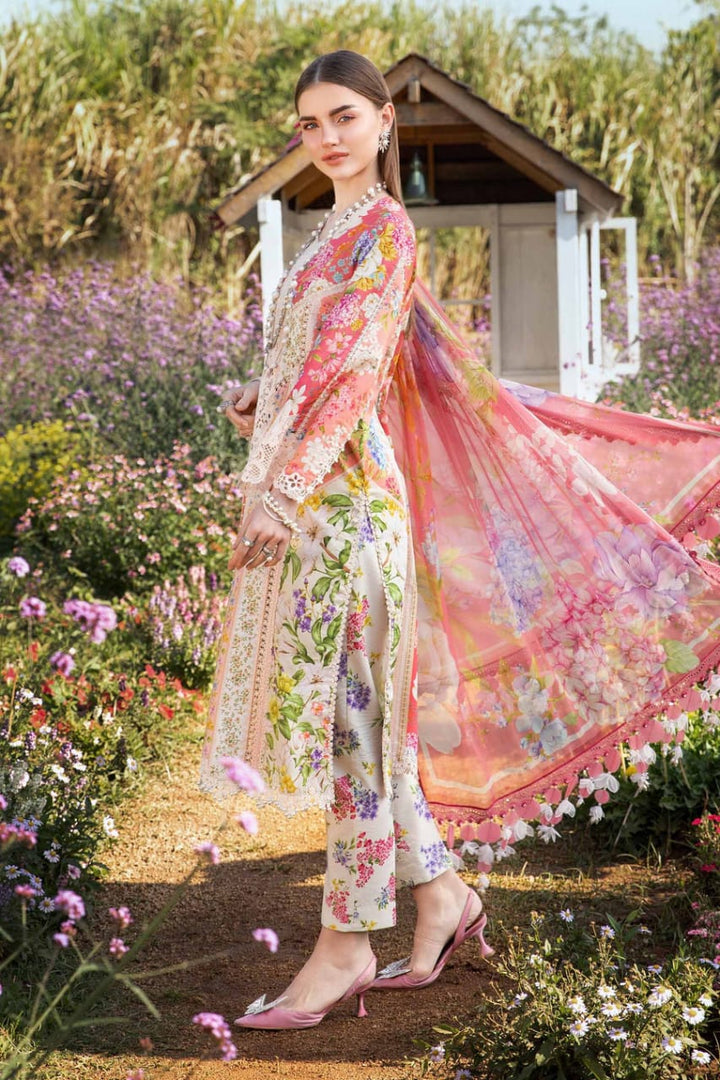 AR-MB468 Unstitched Digital Printed Lawn Suit 3pc With Voil Lawn Digital Printed Dupatta & Embroidered Patches