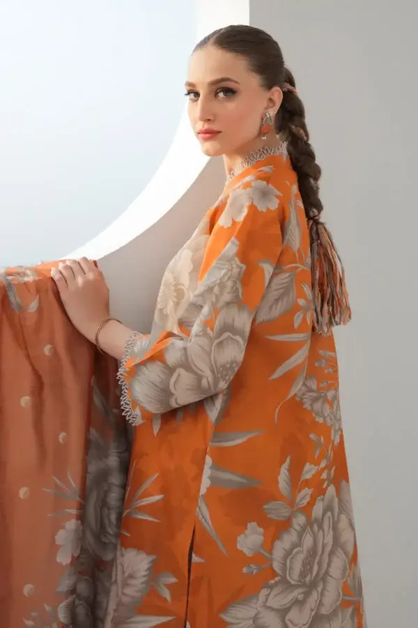 AR-B78 3 Piece Digital Printed Lawn Suit With Printed Fine Monar Dupatta