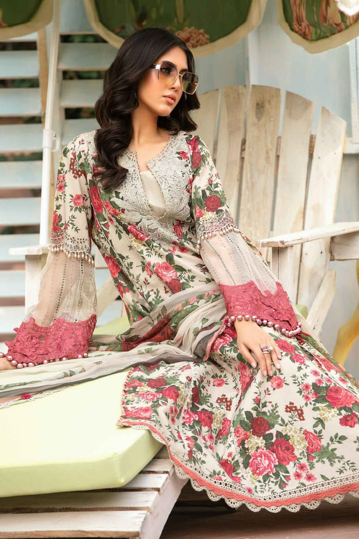 AR-MB425 Digital Printed Lawn Suit 3pc With Poly Lawn Digital Printed Dupatta & Embroidered Patches