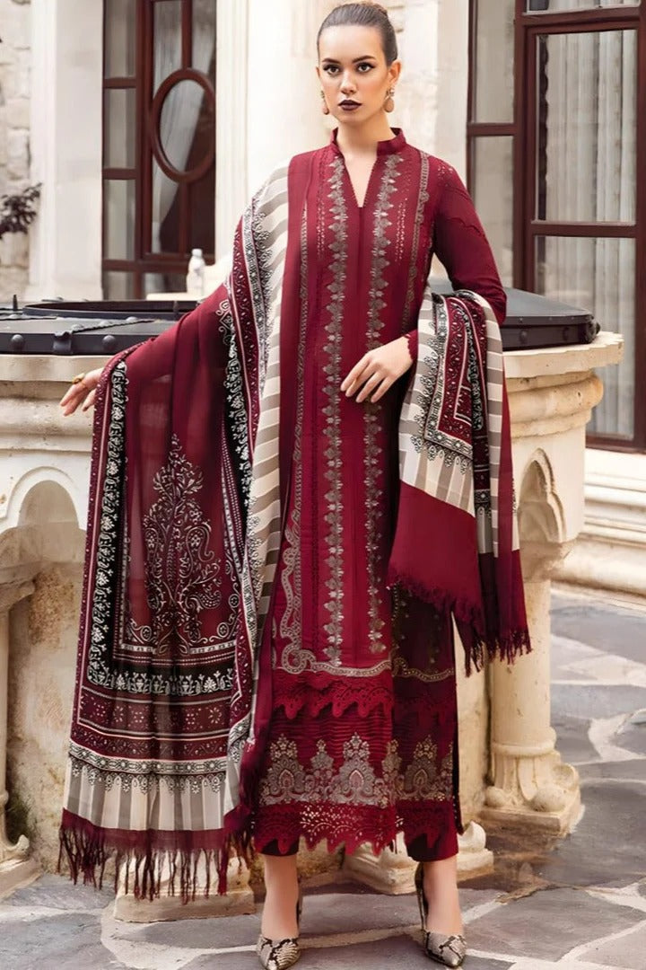 AR-48 Unstitched Embroidered Dhanak Suit With Embroidered Dhanak Shawl
