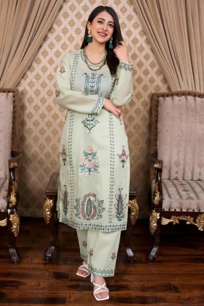 Premium Lawn Unstitched Embroidered 2pc Suit