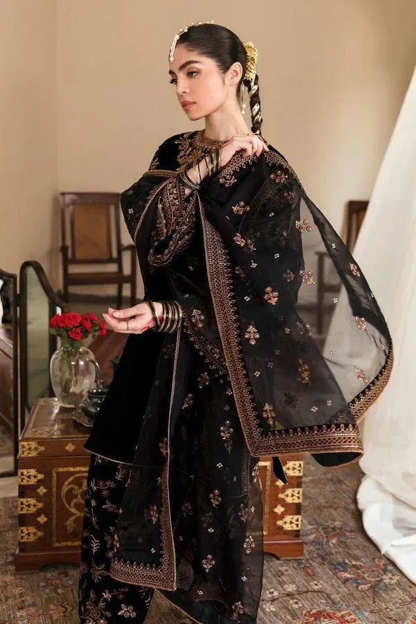AR-804 Sequence Embroidered 9000 Micro Velvet 3Pc With Organza Embroidered Dupatta