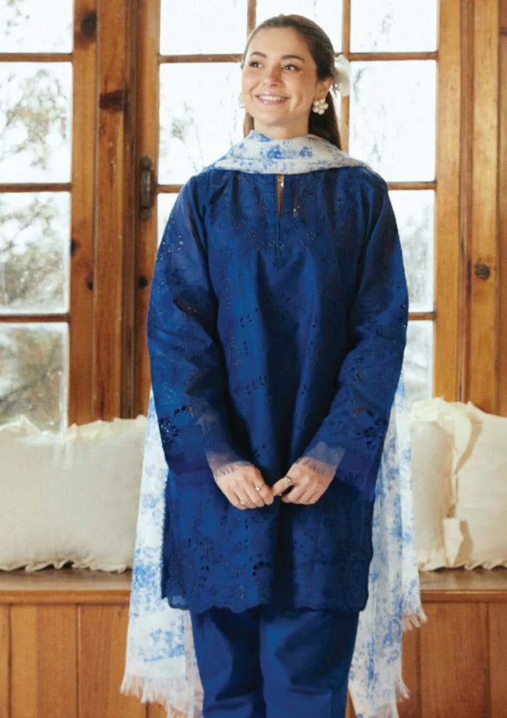 AR-57 Lawn Unstitched Chikenkari Embroidered 3pc Suit With Printed Chiffon Dupatta