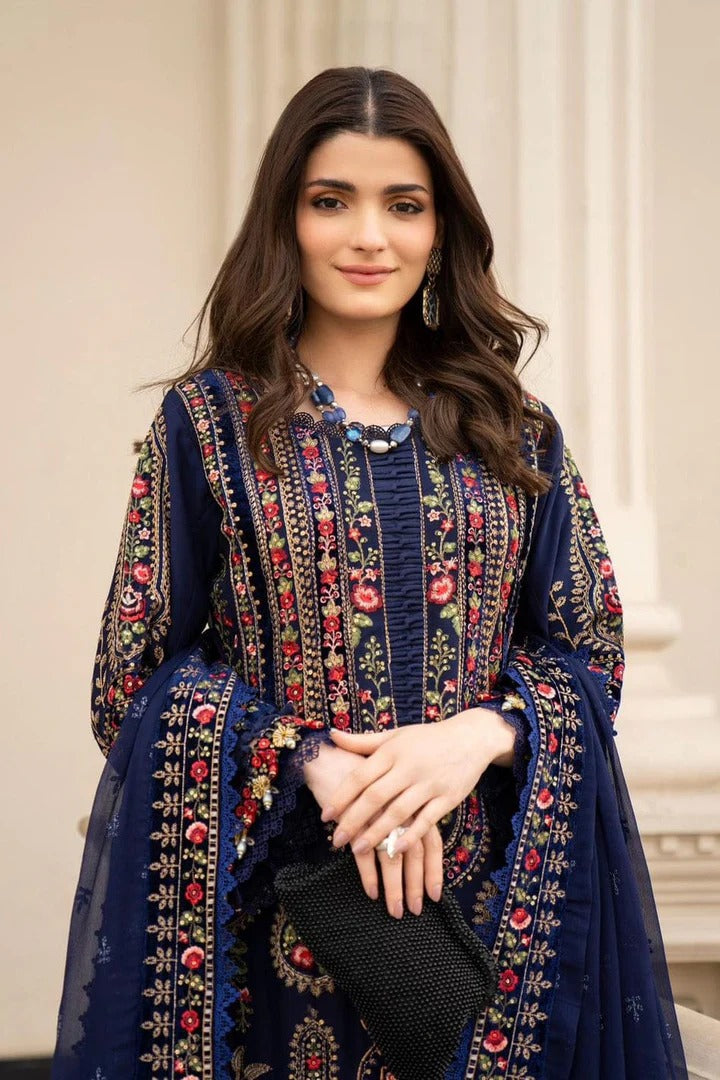 AR-MB965 Unstitched Embroidered Dhanak Wool Suit With Embroidered Dhanak Shawl
