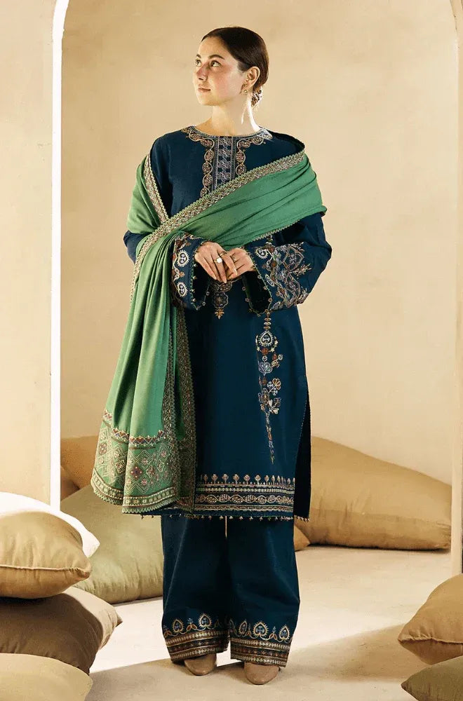 AR-40 3Pc Embroidered Lawn Suit With Lawn Embroidered Dupatta