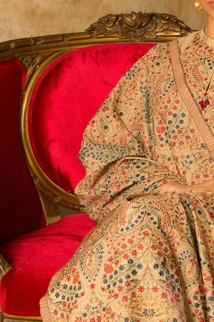 AR-870 Unstitched Heavy Embroidered Dhanak Suit Embroidered Dhanak Shawl