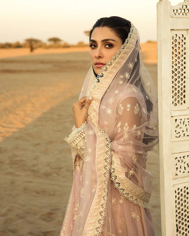 AR-53 Unstitched Embroidered Lawn Suit With Organza Embroidered Dupatta