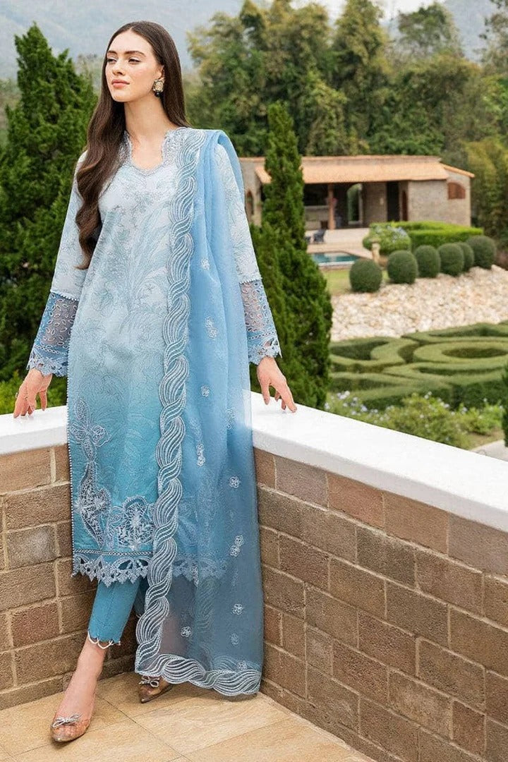 AR-MB510 Lawn Unstitched Embroidered 3pc Suit With Embroidered Organza Dupatta