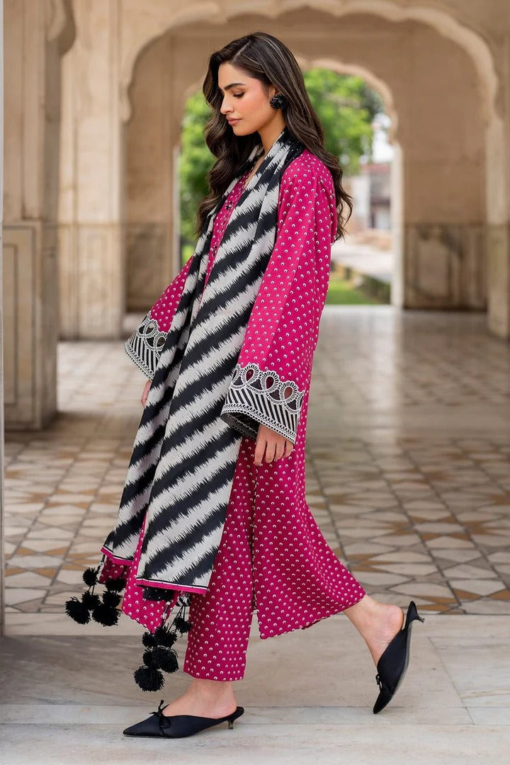 AR-BQ411 Digital Printed Unstitched 3pc Lawn Suit With Digital Printed Lawn Dupatta