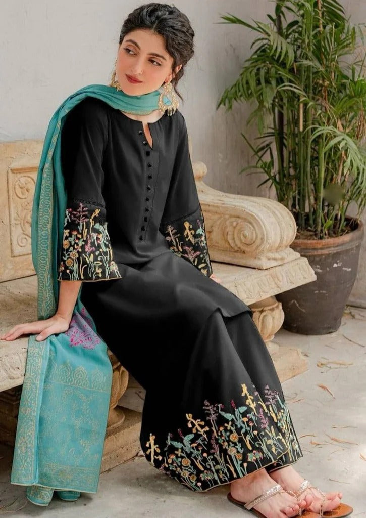 AR-707 Lawn Embroidered 3pc Suit With Swiss Viscouse Dupatta