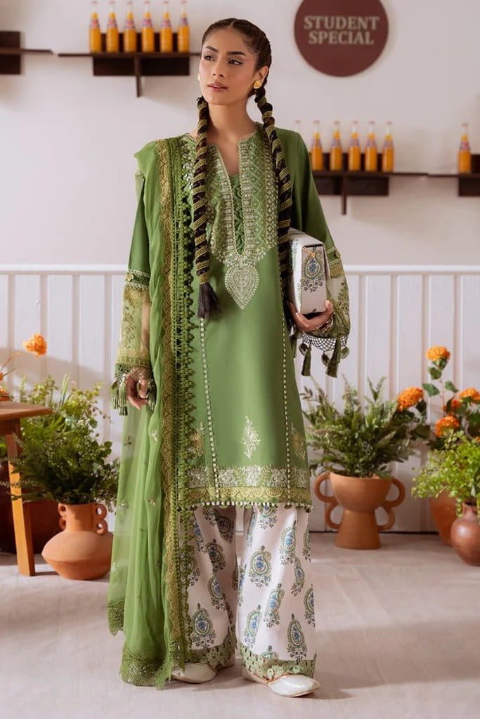 AR-CO514A Unstitched Embroidered Lawn Suit With Embroidered Cotton Net Dupatta