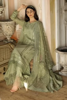 AR-SN60 3Pc Sequence Embroidered Lawn Suit With Sequence Embroidered Organza Dupatta