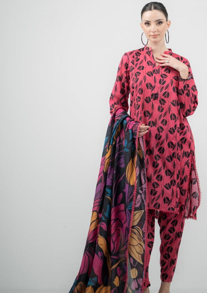 AR-108 Digital Printed Unstitched Lawn Suit With Digital Printed Monar Dupatta