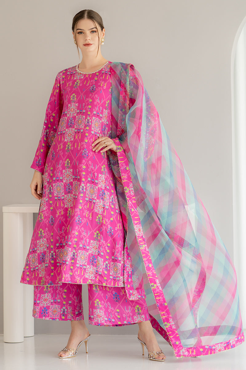 AR-121 Unstitched Digital Printed Lawn 3pc Suit With Printed Fine Monar Dupatta