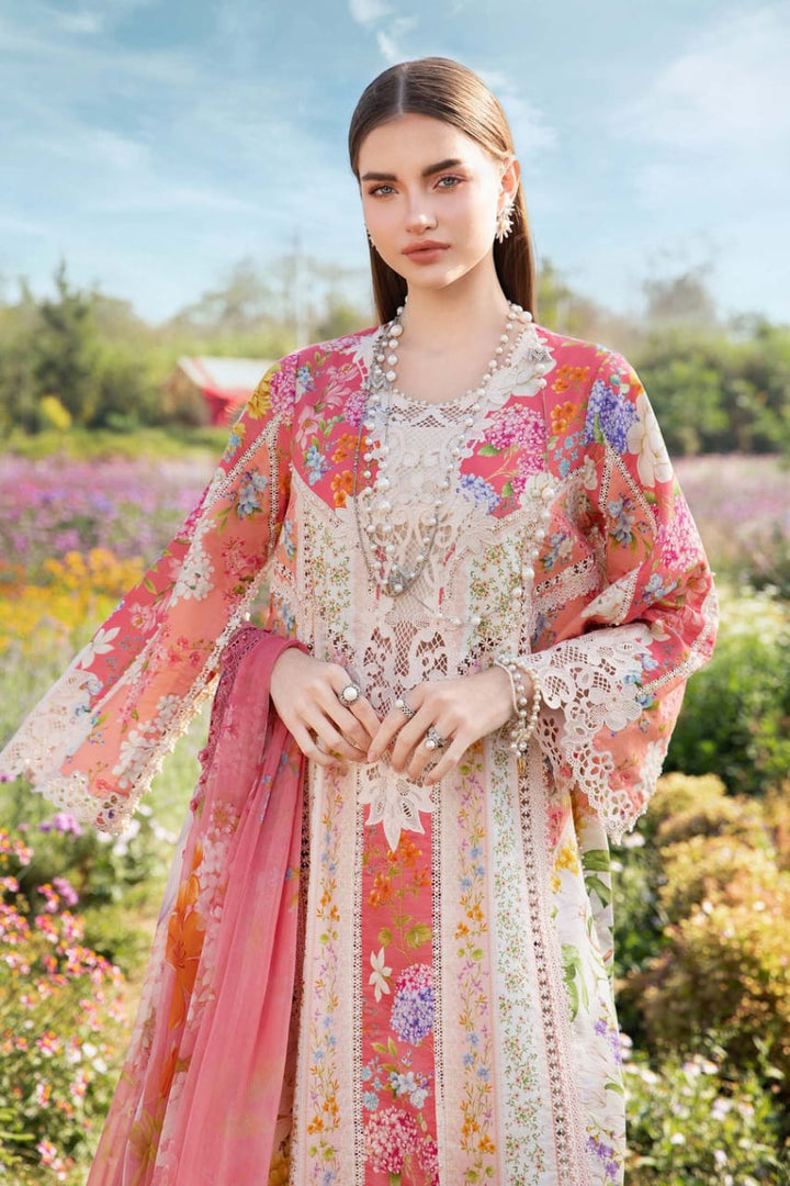 AR-MB468 Unstitched Digital Printed Lawn Suit 3pc With Voil Lawn Digital Printed Dupatta & Embroidered Patches
