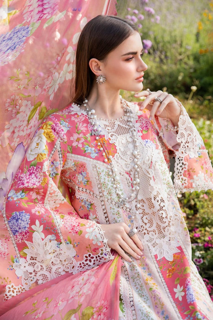 AR-MB468 Unstitched Digital Printed Lawn Suit 3pc With Voil Lawn Digital Printed Dupatta & Embroidered Patches