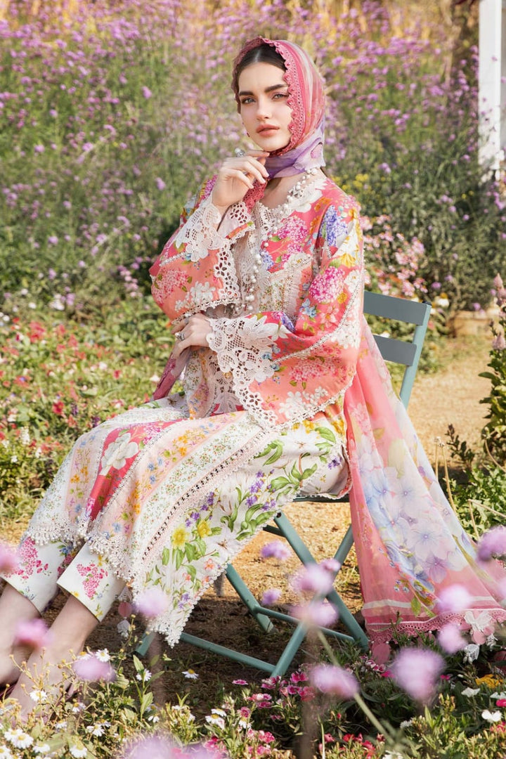 AR-MB468 Unstitched Digital Printed Lawn Suit 3pc With Voil Lawn Digital Printed Dupatta & Embroidered Patches