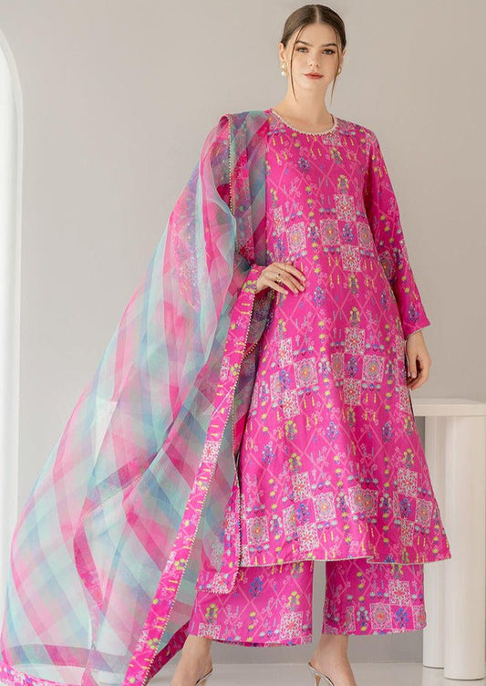 AR-121 Unstitched Digital Printed Lawn 3pc Suit With Printed Fine Monar Dupatta