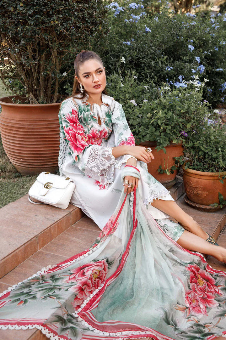 AR-313 Unstitched Digital Printed Lawn Suit With Digital Printed Lawn Silk Dupatta