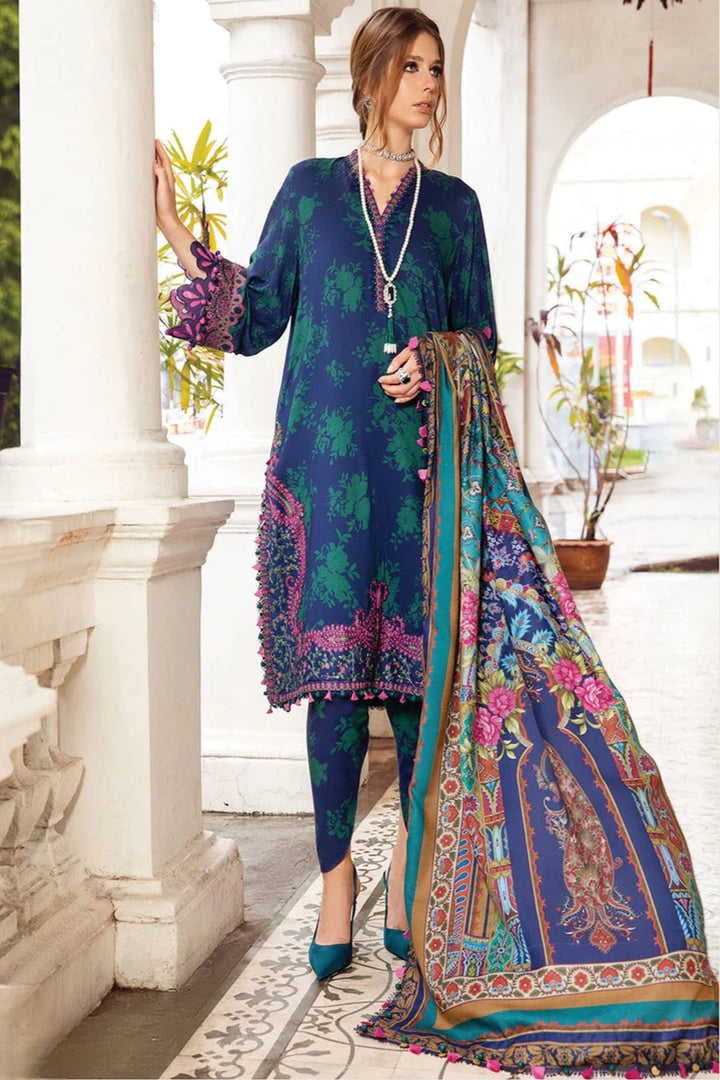 AR-123 Lawn Digital Printed 3pc Suit With Embroidered Laces & Printed Silk Dupatta