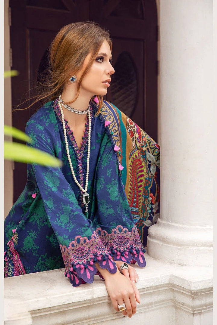 AR-123 Lawn Digital Printed 3pc Suit With Embroidered Laces & Printed Silk Dupatta