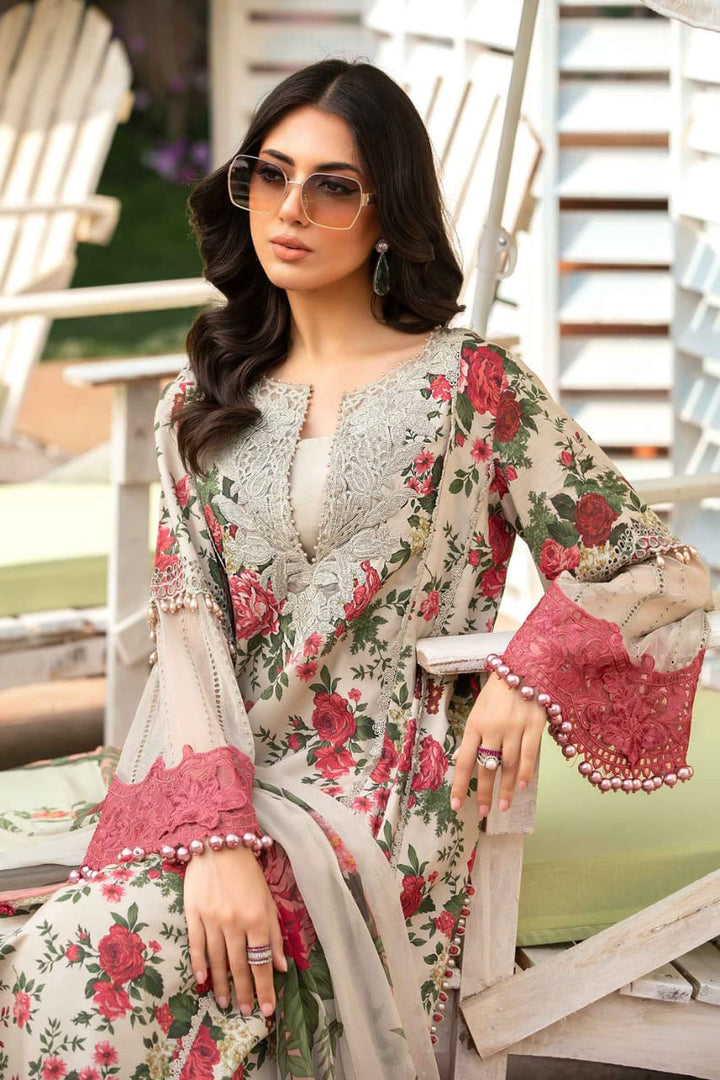 AR-MB425 Digital Printed Lawn Suit 3pc With Poly Lawn Digital Printed Dupatta & Embroidered Patches