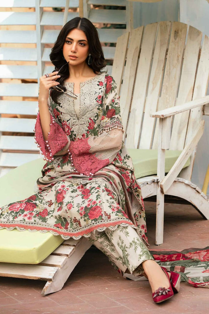 AR-MB425 Digital Printed Lawn Suit 3pc With Poly Lawn Digital Printed Dupatta & Embroidered Patches