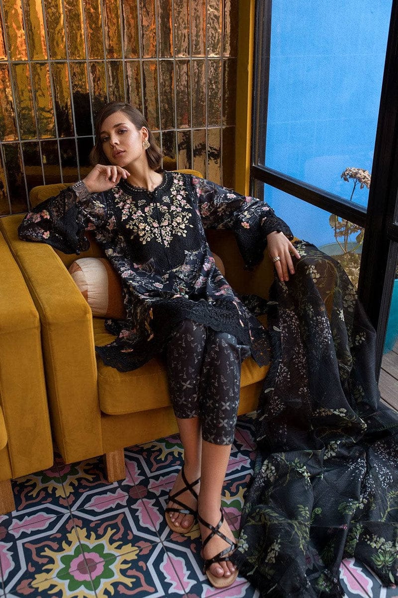 3pc Unstitched Digital Printed Lawn Suit With Silk Digital Printed Dupatta & Embroidered Laces