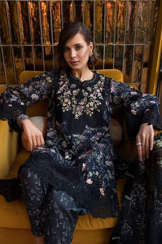 3pc Unstitched Digital Printed Lawn Suit With Silk Digital Printed Dupatta & Embroidered Laces