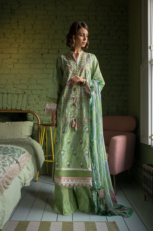 3pc Unstitched Digital Printed Lawn Suit With Silk Digital Printed Dupatta & Embroidered Laces