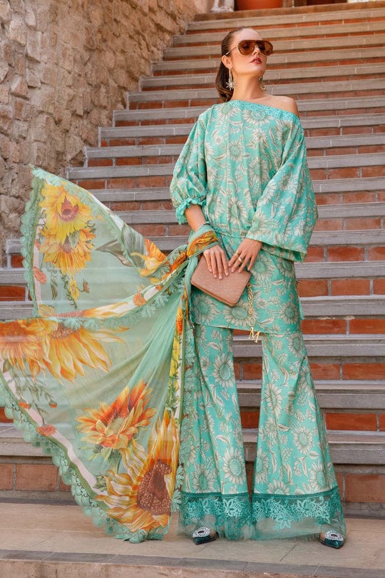 Printed Lawn Suit 3pc with Monar Printed Dupatta & Embroidered Patches