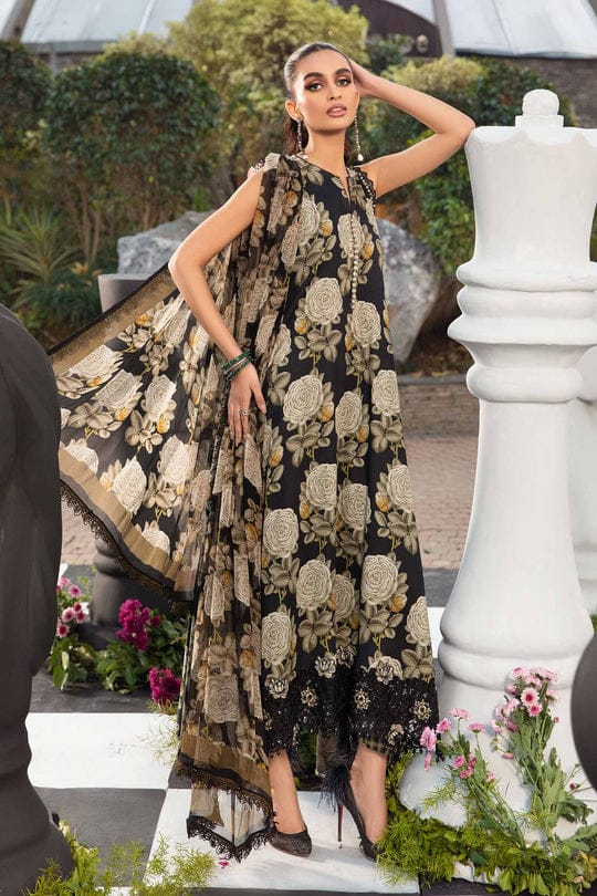 3 Piece Unstitched Printed Lawn Suit With Printed Silk Dupatta & Embroidery Patches