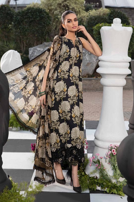 3 Piece Unstitched Printed Lawn Suit With Printed Silk Dupatta & Embroidery Patches