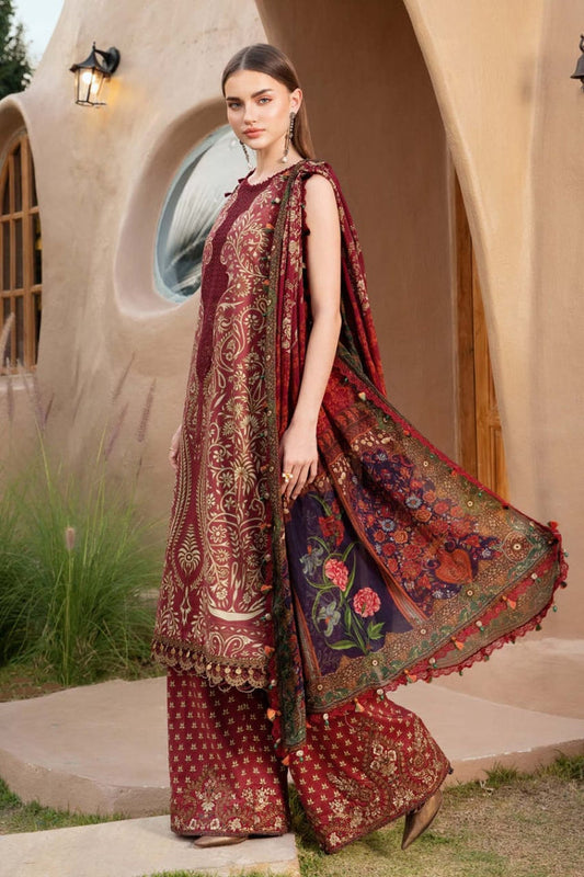 AR-MB478 Unstitched Digital Printed Lawn Suit 3pc With Voil Lawn Digital Printed Dupatta & Embroidered Patches
