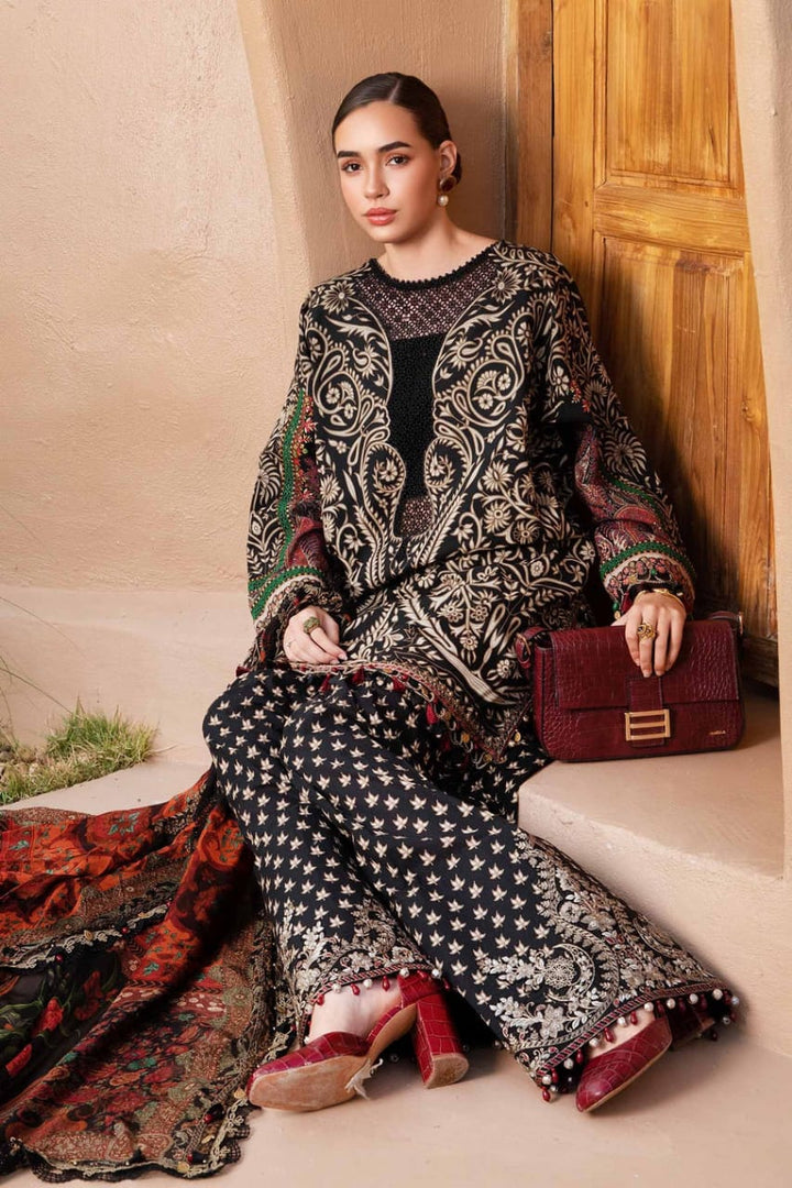 AR-MB466 Unstitched Digital Printed Lawn Suit 3pc With Voil Lawn Digital Printed Dupatta & Embroidered Patches