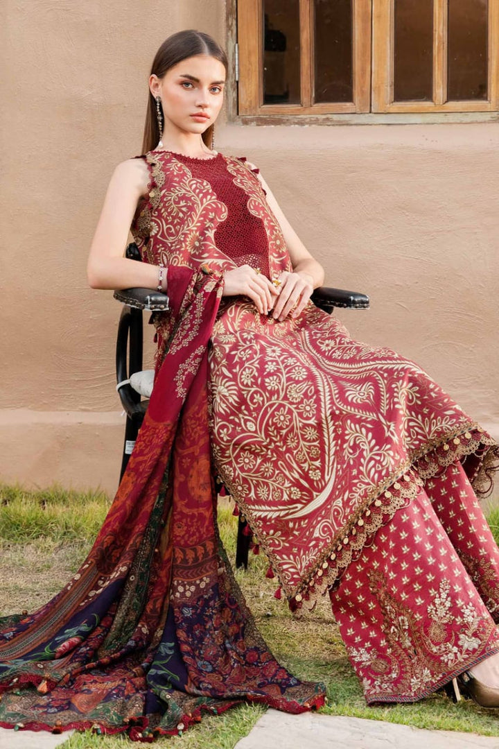 AR-MB478 Unstitched Digital Printed Lawn Suit 3pc With Voil Lawn Digital Printed Dupatta & Embroidered Patches