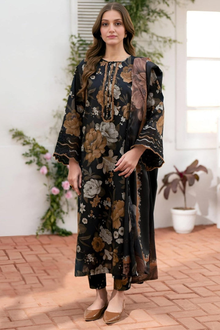 AR-02 Unstitched Digital Printed Lawn Suit 3pc With Lawn Digital Printed Dupatta & Embroidered Patches