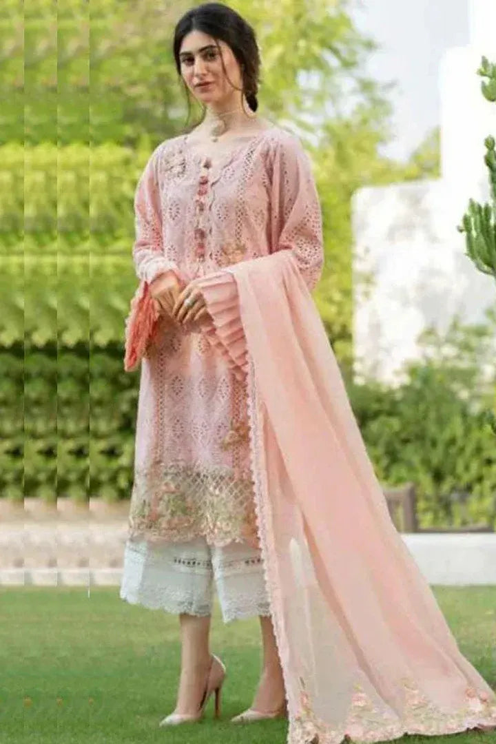 AR-1220 Lawn Unstitched Embroidered 3pc Suit With Bamber Chiffon Embroidered Dupatta