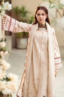 AR-QL2660 Lawn Unstitched ChikenKari 3pc Suit With Cotton Net Embroidered Dupatta
