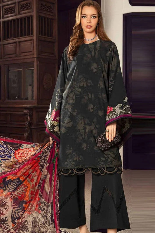 AR-712 Lawn Embroidered 3pc Suit With Printed chiffon Dupatta