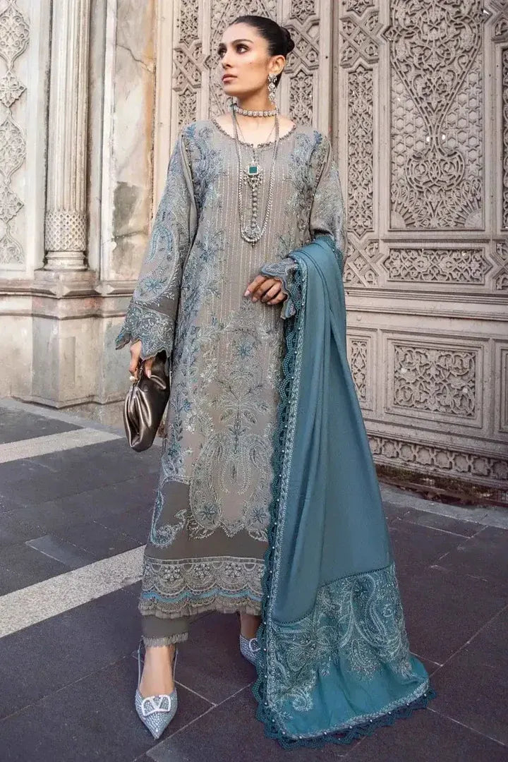 AR-IZ01 Unstitched Embroidered Dhanak Wool Suit With Embroidered Dhanak Shawl