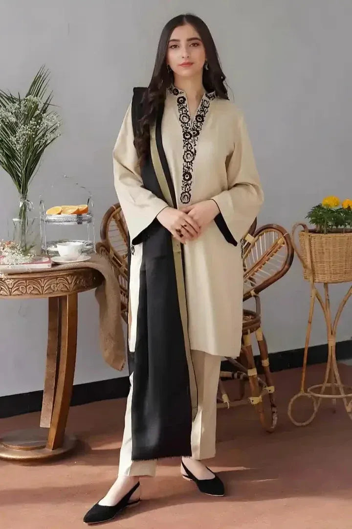 AR-AS05 Unstitched Fully Embroided Dhanak Suit With Dhanak Dupatta