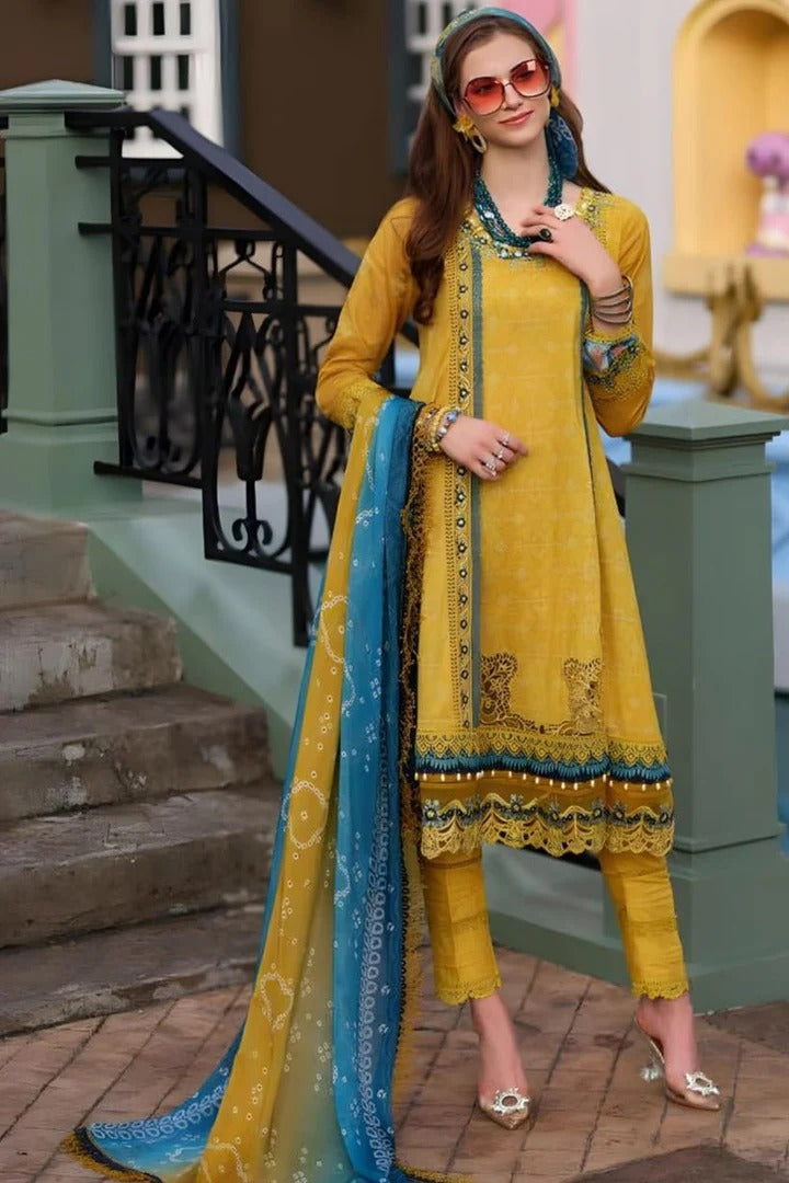 AR-27 Lawn Embroidered 3pc With Monar Digital Printed Dupatta