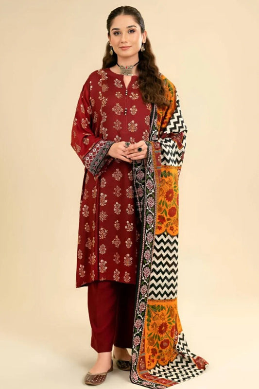 AR-MT26 Unstitched Embroidered Lawn 3Pc Suit With Monar Digital Printed Dupatta