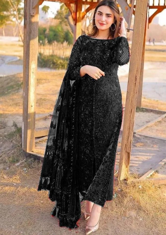 AR-708 Lawn Embroidered 3pc Suit With Organza Embroidered Dupatta