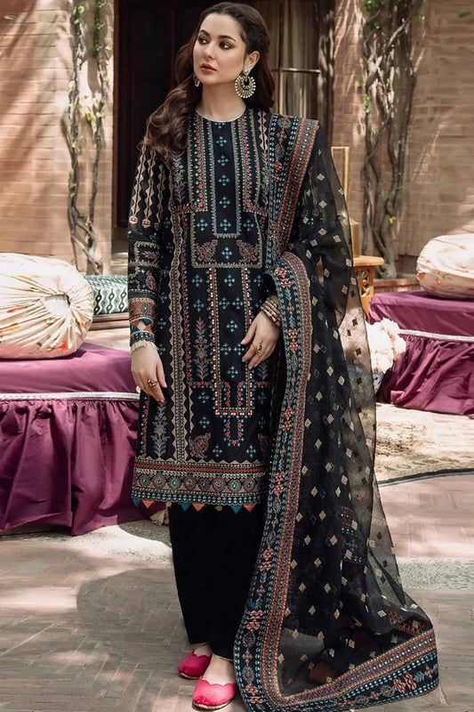 AR-709 Lawn Embroidered 3pc Suit With Chiffon Embroidered Dupatta