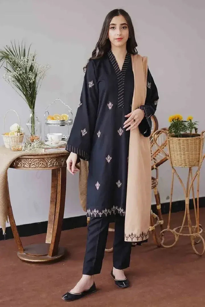 AR-BR1135 Unstitched Heavy Embroidered Dhanak Suit Embroidered Dhanak Shawl