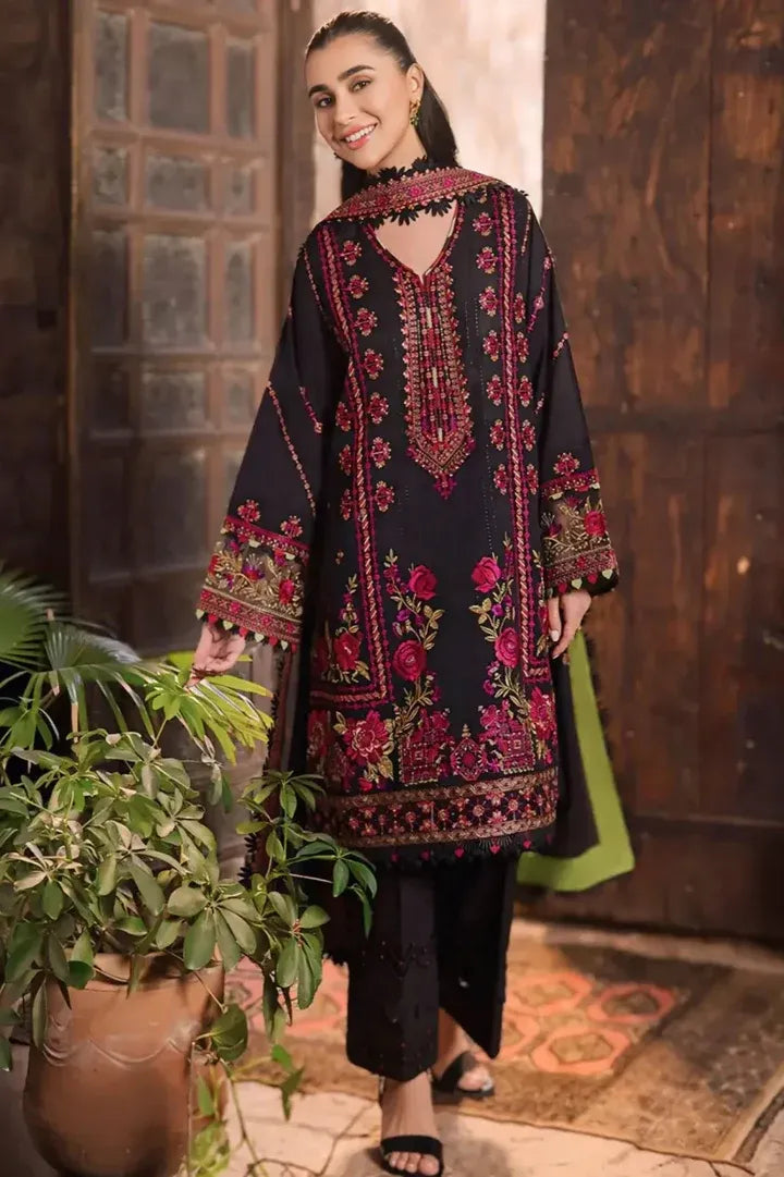 AR-960 Unstitched Embroidered Dhanak Wool Suit With Embroidered Dhanak Shawl