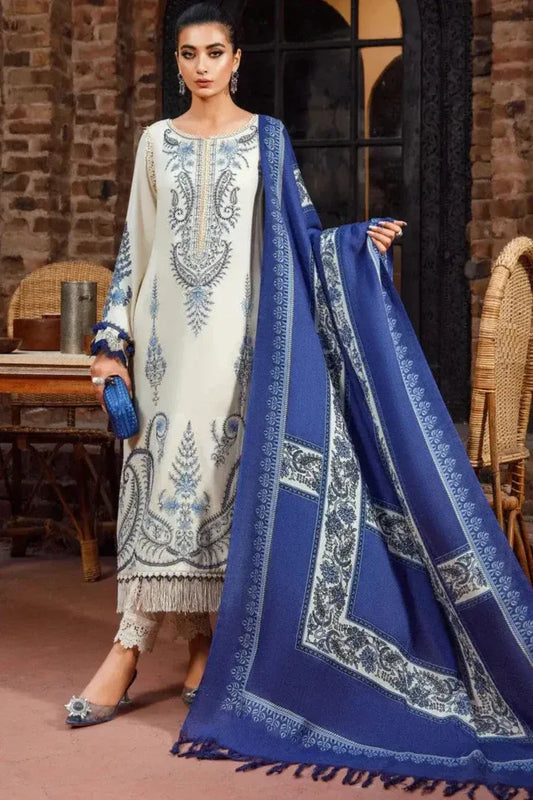 AR-715 Dhanak Embroidered Suit With Digital Printed Wool Shawl