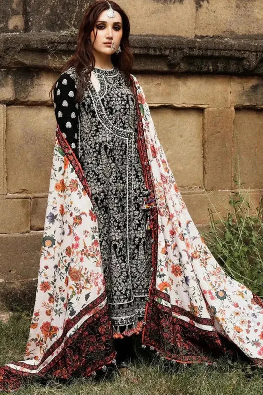 AR-720 Dhanak Embroidered Suit With Digital Printed Wool Shawl
